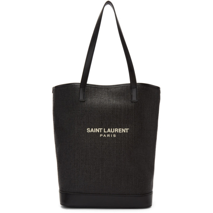 Saint Laurent Black Raffia Teddy Shopping Tote Saint Laurent