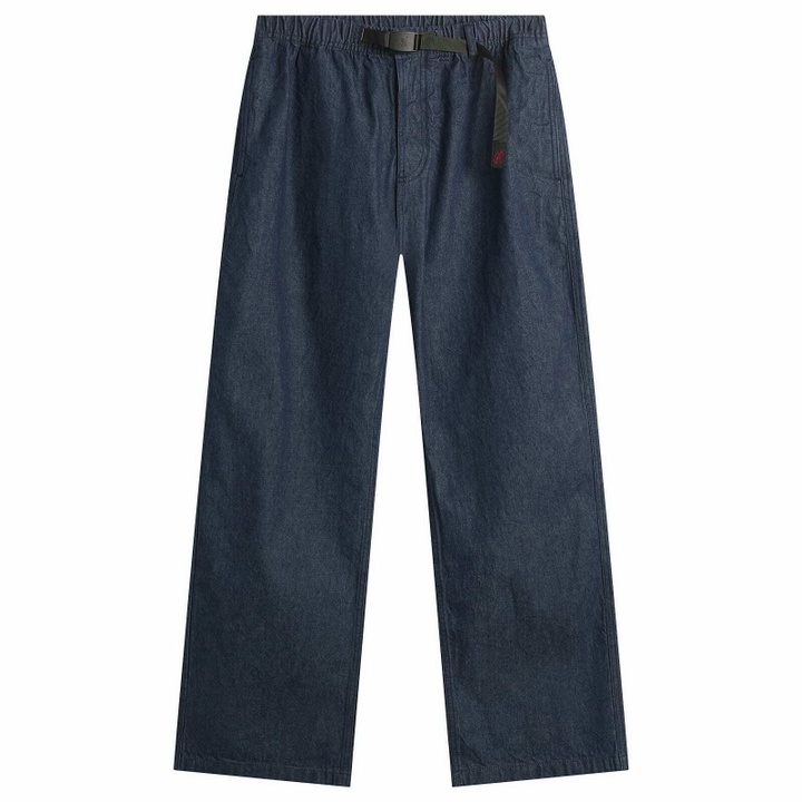 Photo: Gramicci Men's Straight Fit Denim G-Pant in Rinsed Indigo