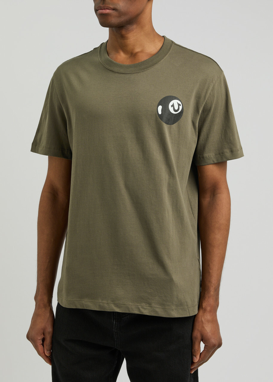 True Religion Puff Ball Logo Cotton T-shirt Khaki