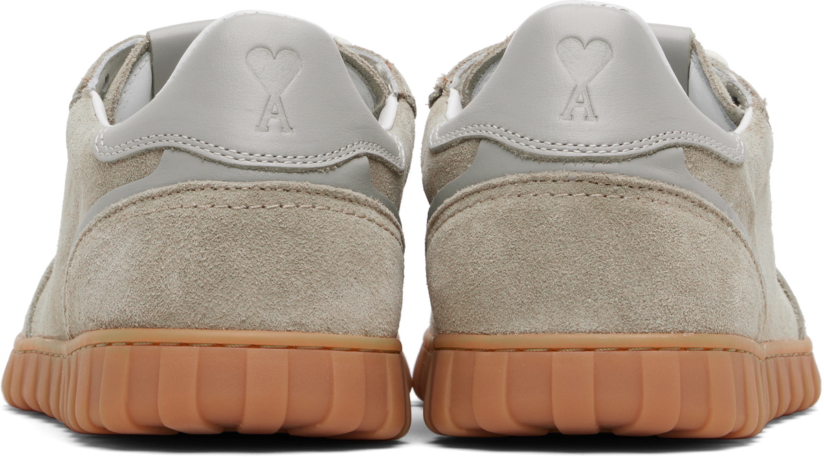 AMI Paris Gray Leather Low Top Step Sneakers
