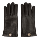 Gucci Black Leather Logo Gloves