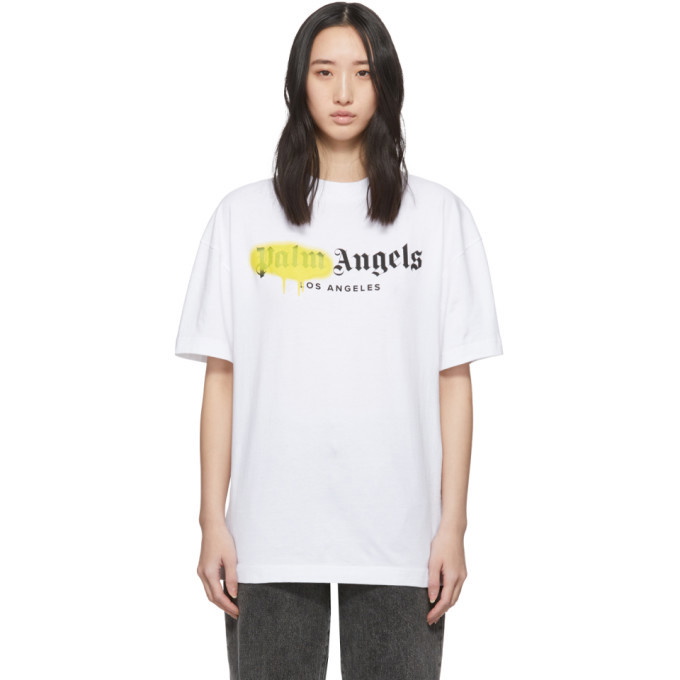 Camiseta Palm Angels Los Angeles Sprayed White Yellow