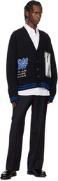 Off-White Black '00' Glide Diagonal Varsity Knit Cardigan