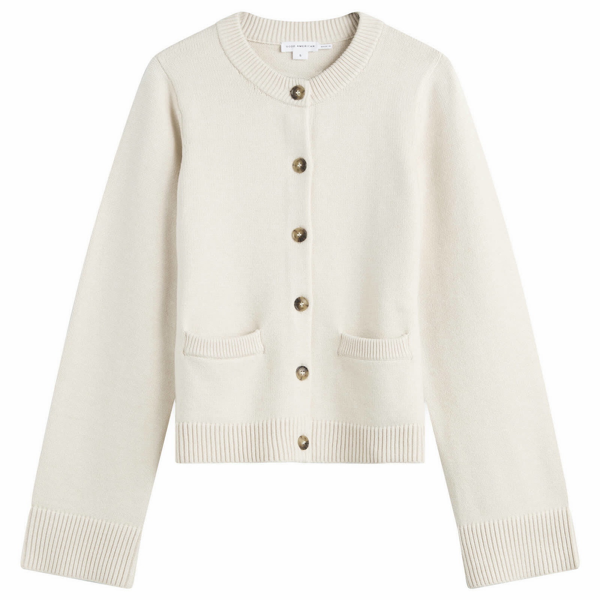 Good American Women's Button Front Knit Cardigan in Vanilla