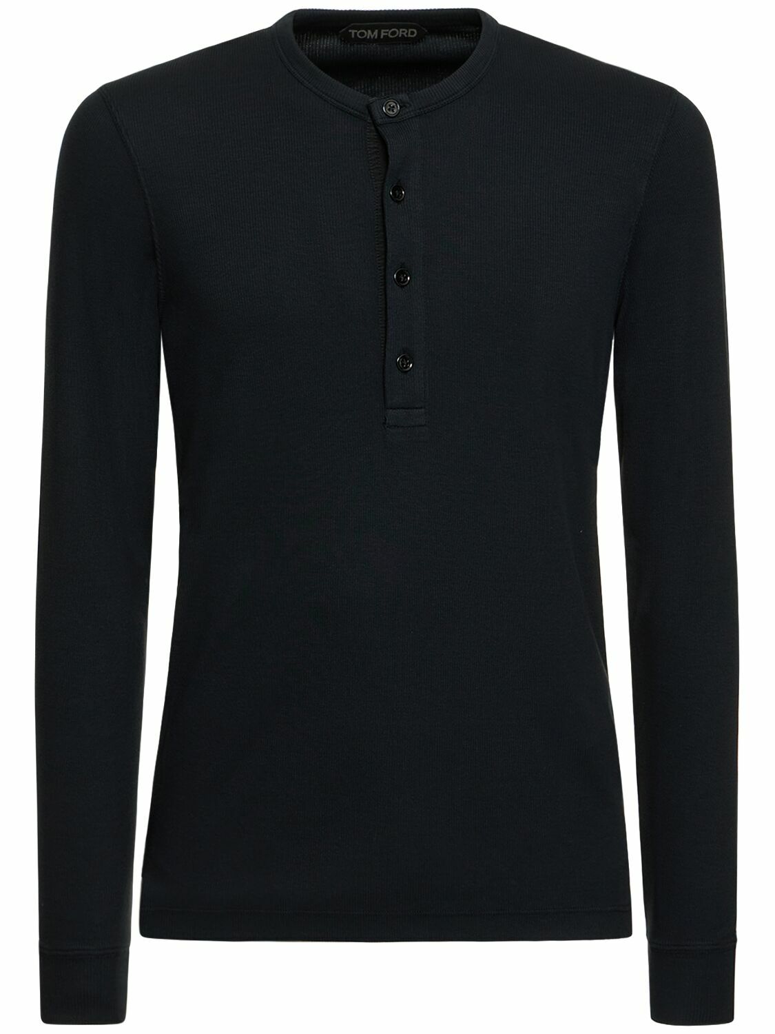 TOM FORD - Henley Lyocell Blend Rib L/s T-shirt TOM FORD