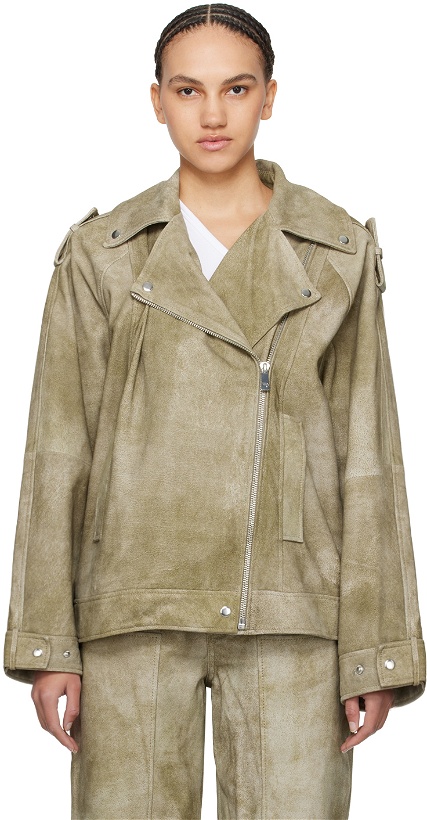 Photo: REMAIN Birger Christensen Taupe Faded Leather Jacket