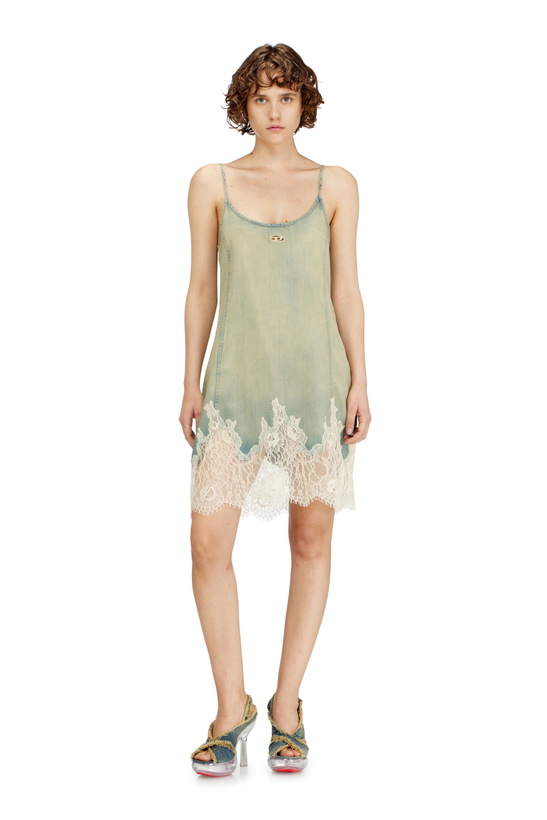 Photo: Diesel Mini dress in lace denim - Dresses Womens in Blue