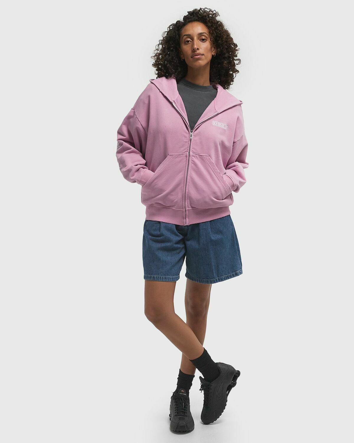 032c ROUTINE ZIP HOODIE pink Womens Hoodies/Zipper