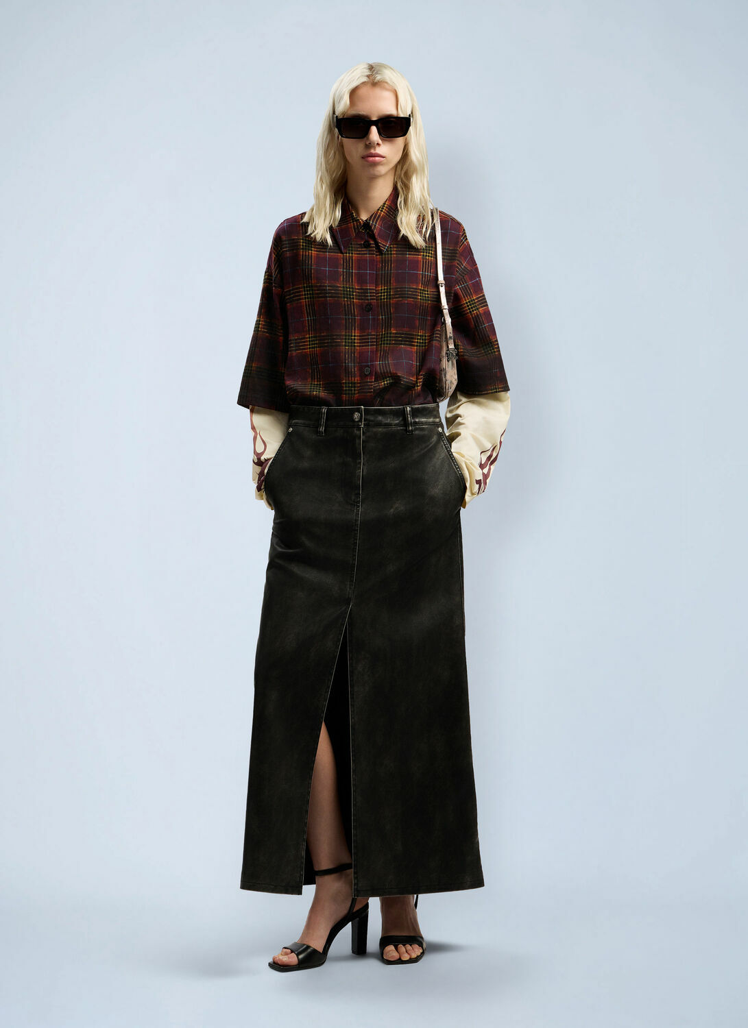 Palm Angels Curved Logo Coated Long Skirt