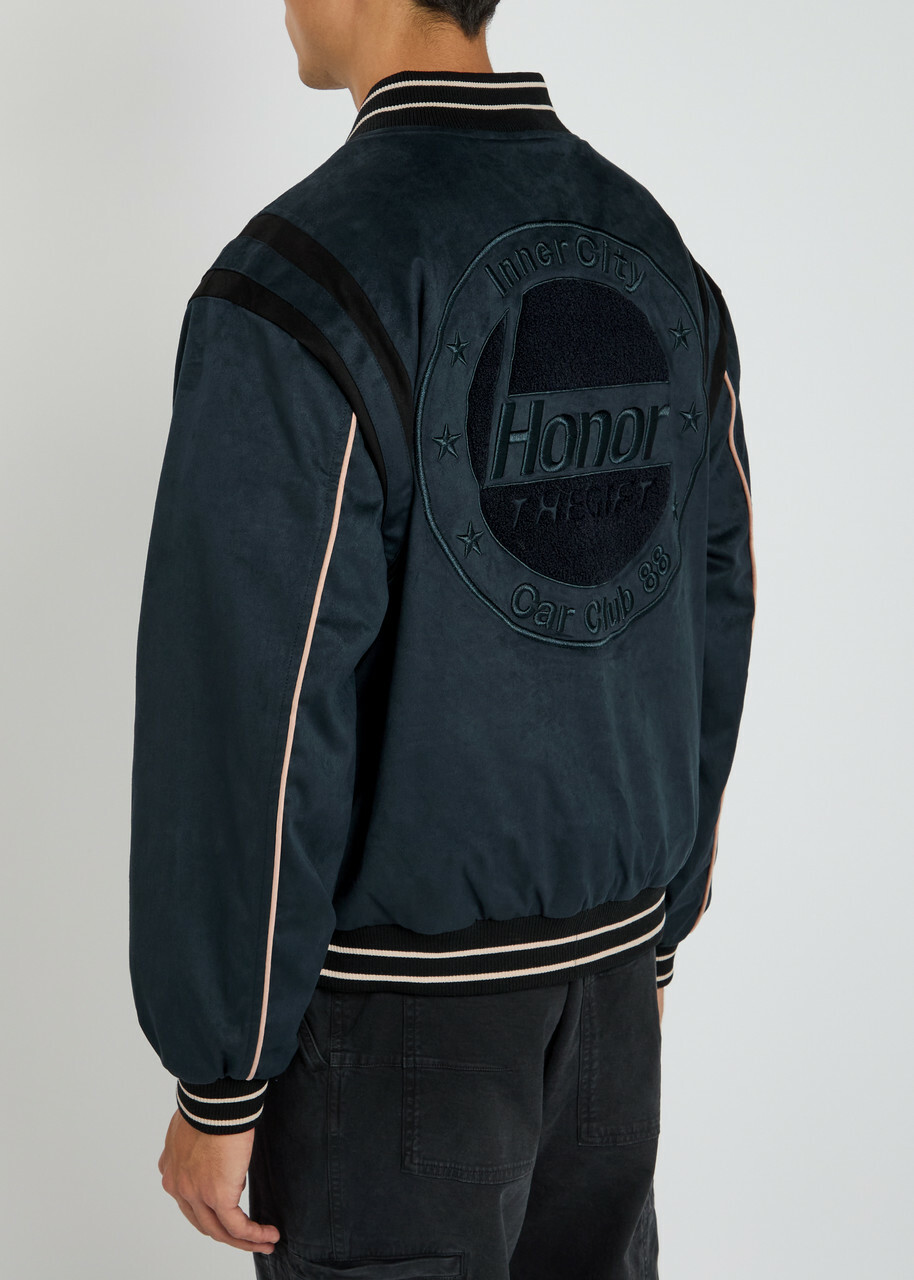 Honor The Gift Oil Head Velvet Varsity Jacket Navy