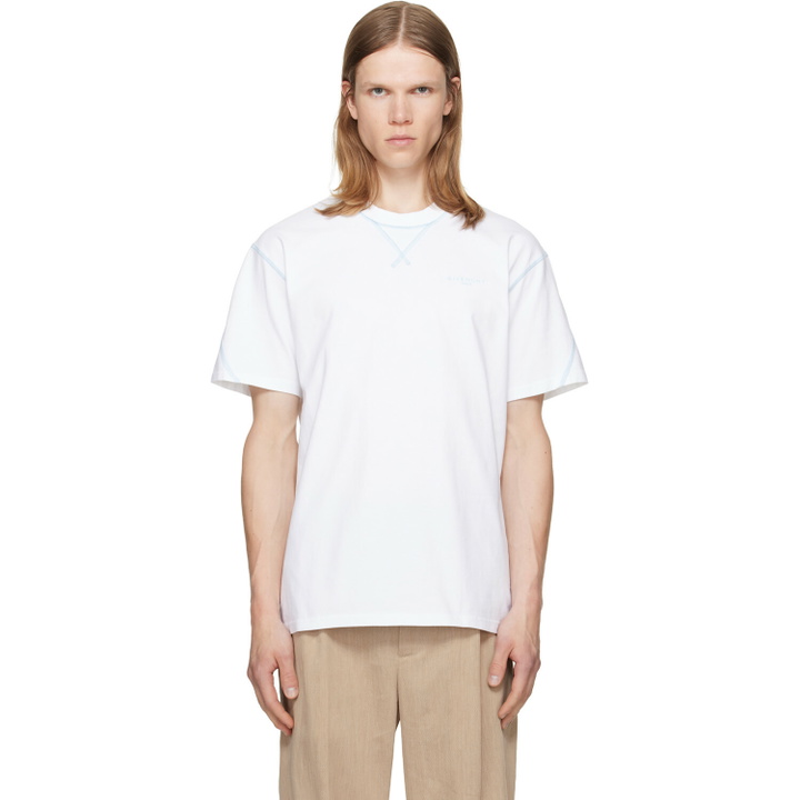 Photo: Givenchy White Contour Seam Contrasted Stitch T-shirt