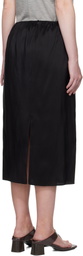 Carven Black Pull-On Silk Toile Midi Skirt