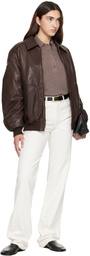 Calvin Klein Collection Brown Leather Bomber Jacket