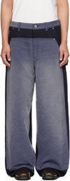 Khoki Blue Vintage-Effect Work Trousers