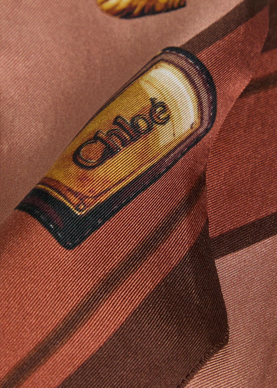 Chloe Paddington Slim Printed Silk Scarf - Brown - One Size