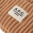 A.P.C. Men's James Ribbed Beanie in Camel