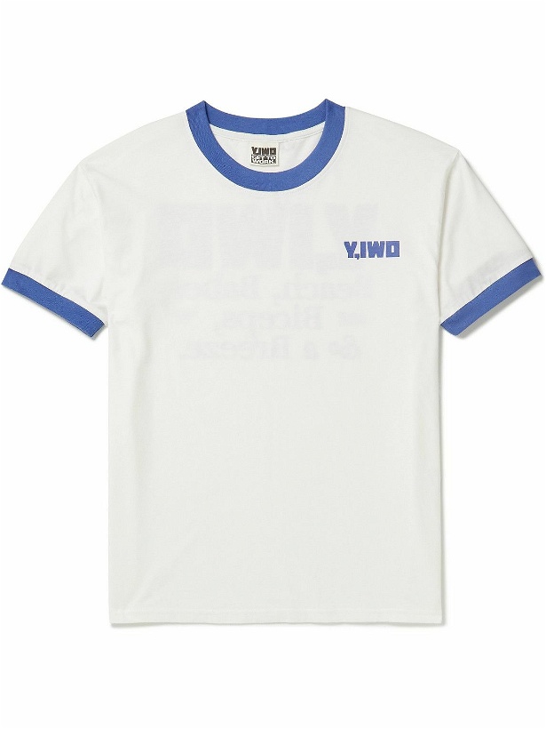 Photo: Y,IWO - Ringer Logo-Print Cotton-Blend Jersey T-Shirt - White