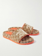 GUCCI - The North Face Sideline Logo-Embroidered Monogrammed Canvas Slides - Neutrals