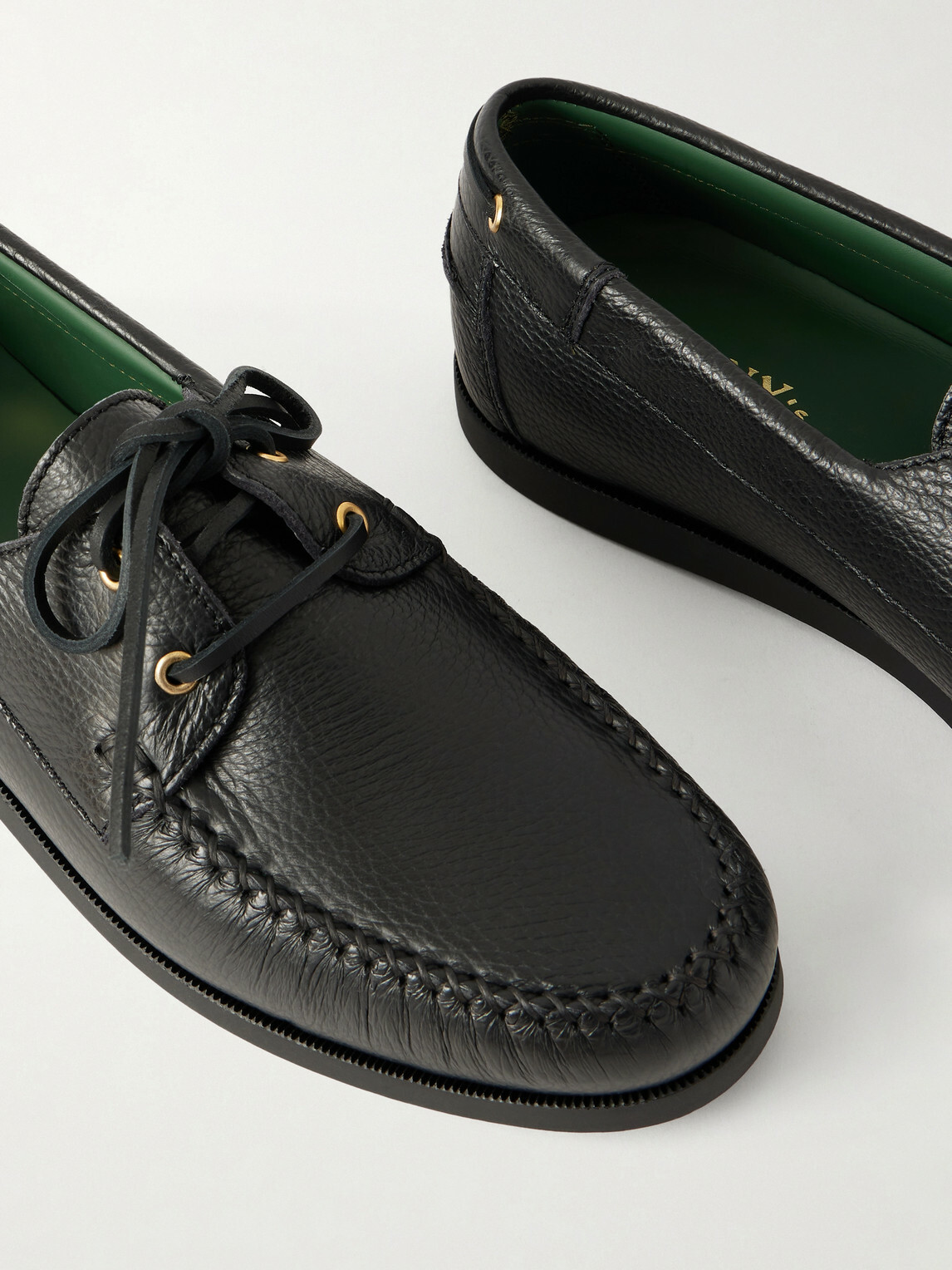 VINNY's - Boatman Full-Grain Leather Boat Shoes - Black