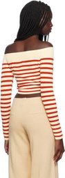Staud Off-White & Red Float Long Sleeve T-Shirt