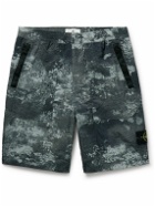 Stone Island - Straight-Leg Satin-Trimmed Camouflage-Print Shell Shorts - Gray