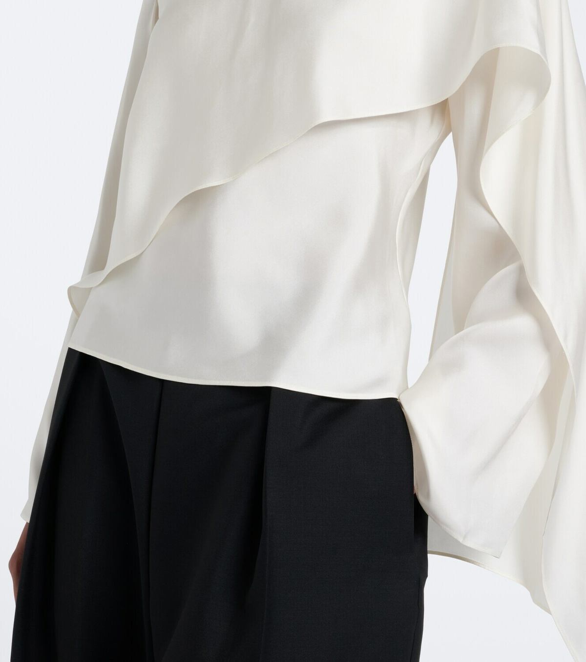Róhe Caped silk satin turtleneck top