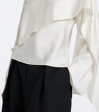 Róhe Caped silk satin turtleneck top