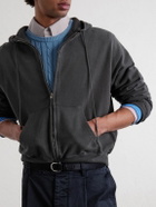Auralee - Product Dyed Pima Cotton Zip-Up Hoodie - Black