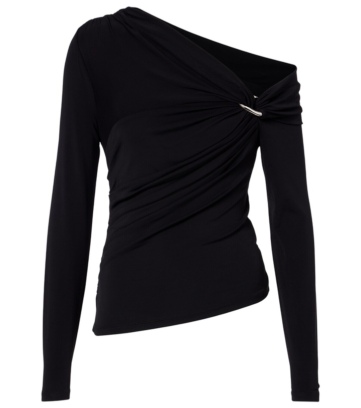 Photo: Veronica Beard Lozea asymmetric ruched jersey top