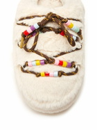 Moon Boot Faux-Fur Beaded Mules