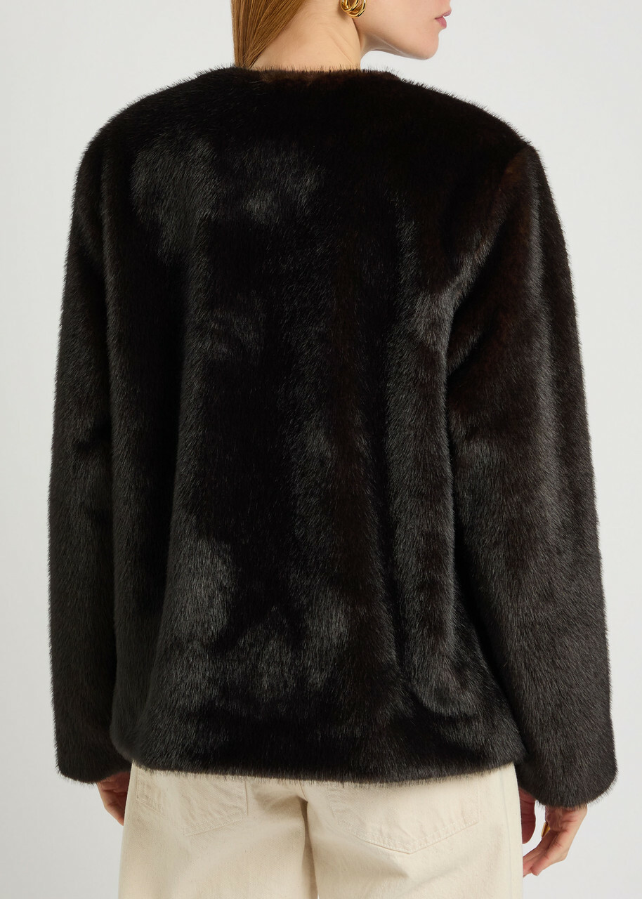 Veronica Beard Griselda Faux fur Jacket Dark Brown