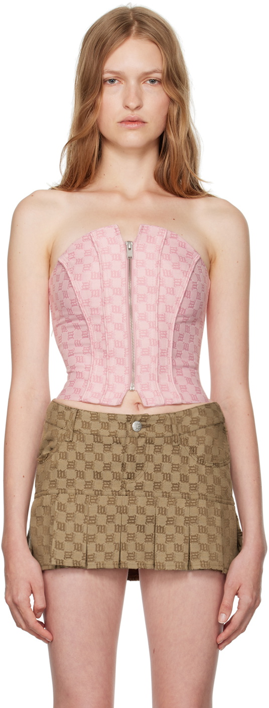 MISBHV Pink Monogram Corset Top MISBHV
