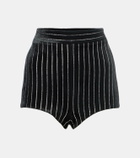 Alex Perry Crystal-embellished velvet shorts