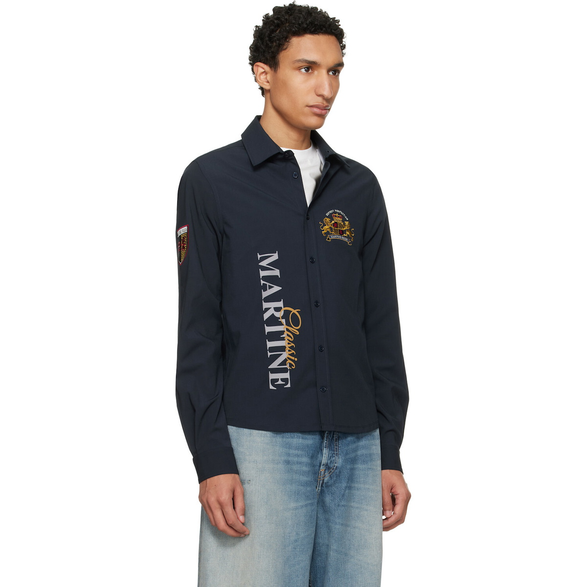 Martine Rose Navy Sleazy Sports Shirt