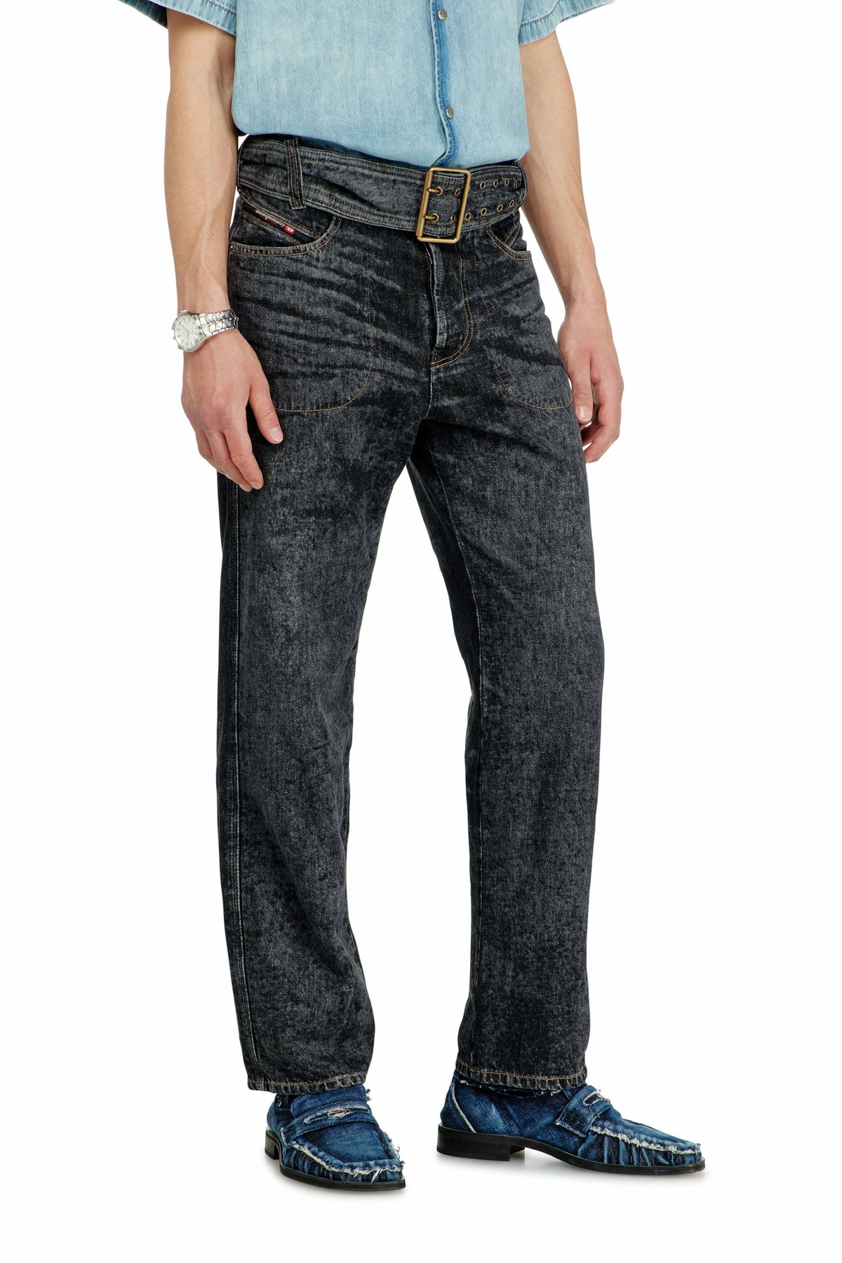 Diesel Relaxed Jeans Low Waist D-Marcus - Jeans Mens in Black