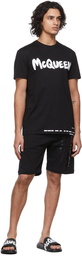 Alexander McQueen Black Graffiti Logo Shorts