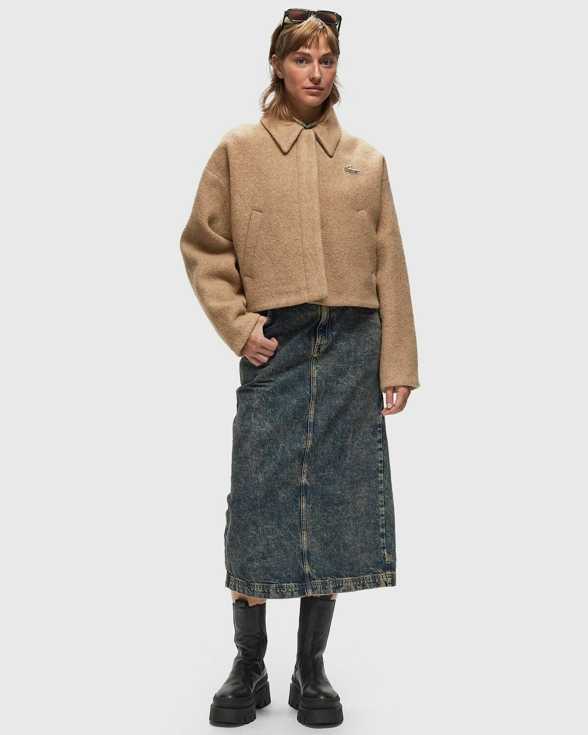 新品 LACOSTE メルトンウールコート 48 Men's Engraved Button Chesterfield Wool Coat - Jackets & Coats