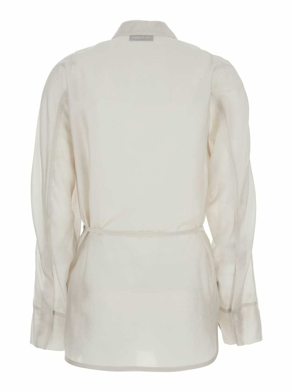 Low Classic White Shirt With Classic Collar And Rear Strap In Tech Fabric Woman