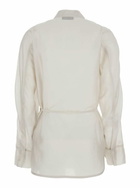 Low Classic White Shirt With Classic Collar And Rear Strap In Tech Fabric Woman