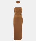 Alex Perry Crystal-embellished satin midi dress