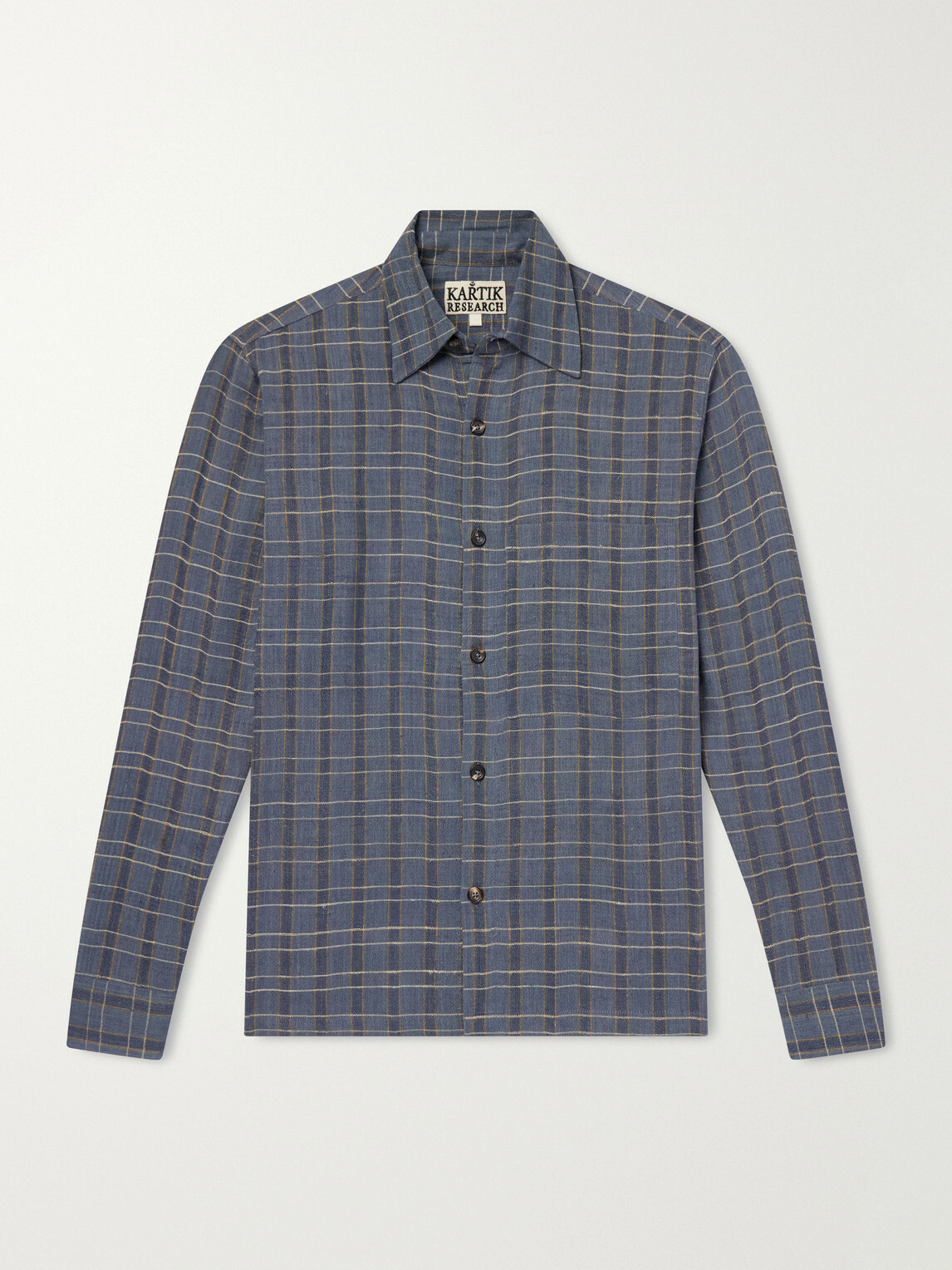 Kartik Research - Checked Cotton and Silk-Blend Shirt - Blue