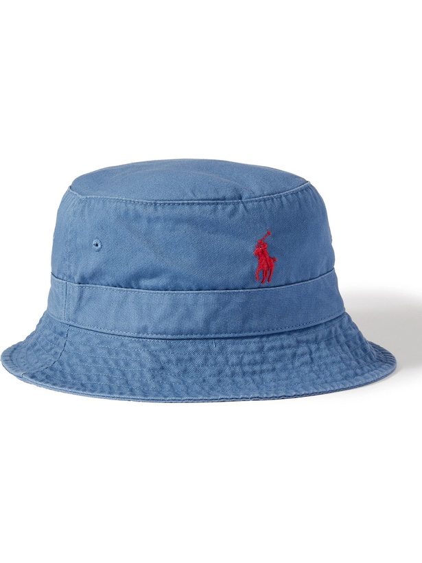 Photo: POLO RALPH LAUREN - Logo-Embroidered Cotton-Twill Bucket Hat - Blue