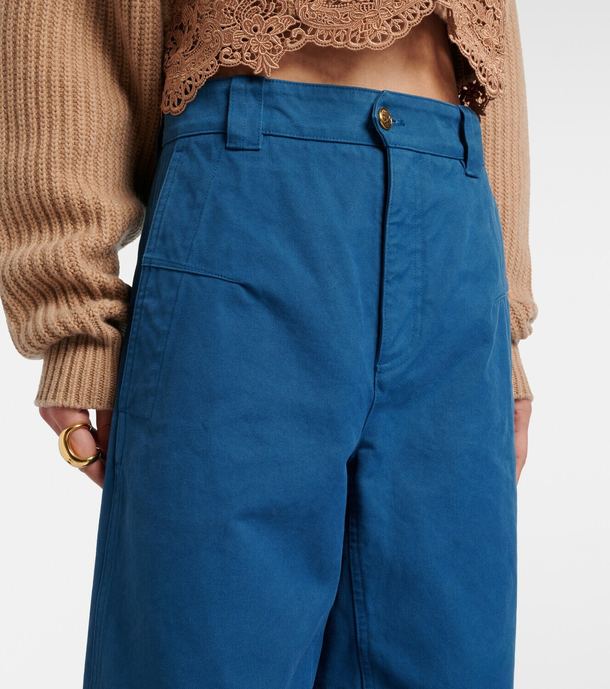 Chloé Cropped barrel-leg pants