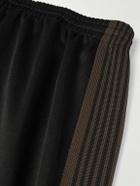 Needles - Logo-Embroidered Striped Satin-Jersey Track Pants - Black
