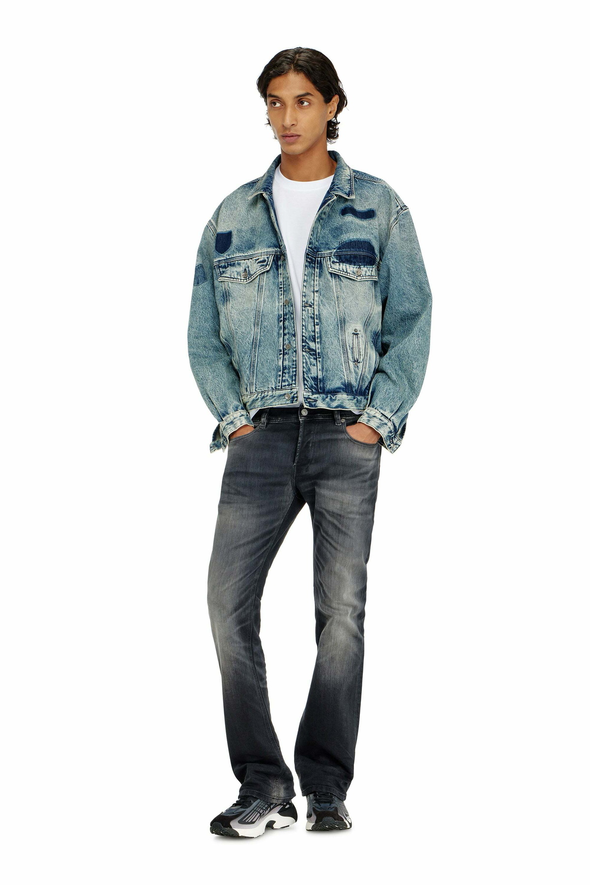 Diesel Bootcut Jeans Low Waist 2007 Zatiny, Black/Dark grey, Button fly