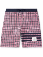 Thom Browne - Straight-Leg Logo-Appliquéd Striped Checked Cotton Shorts - Red