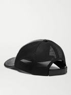 GUCCI - Logo-Embossed Leather and Mesh Baseball Cap - Black