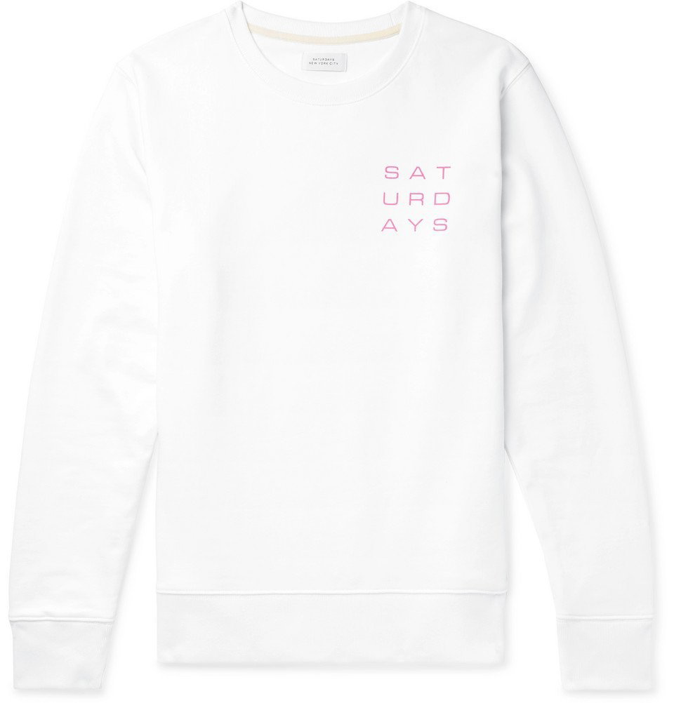Photo: Saturdays NYC - Logo-Print Loopback Cotton-Jersey Sweatshirt - White