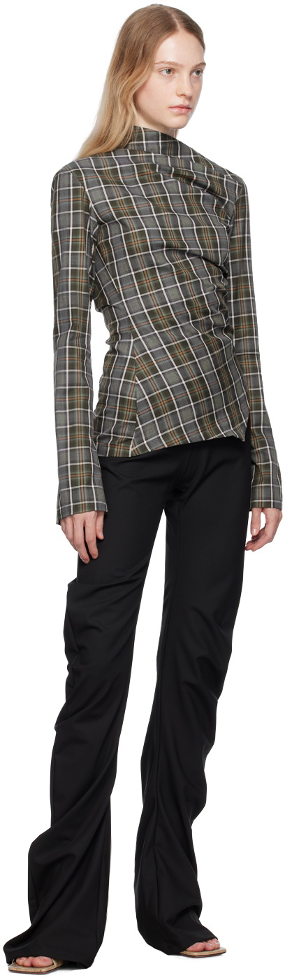 Jade Cropper Gray Plaid Long Sleeve T-Shirt