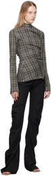 Jade Cropper Gray Plaid Long Sleeve T-Shirt